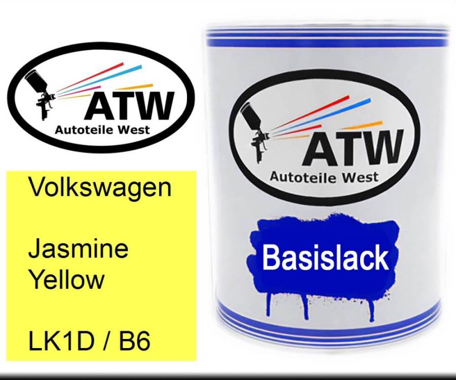 Volkswagen, Jasmine Yellow, LK1D / B6: 1L Lackdose, von ATW Autoteile West.